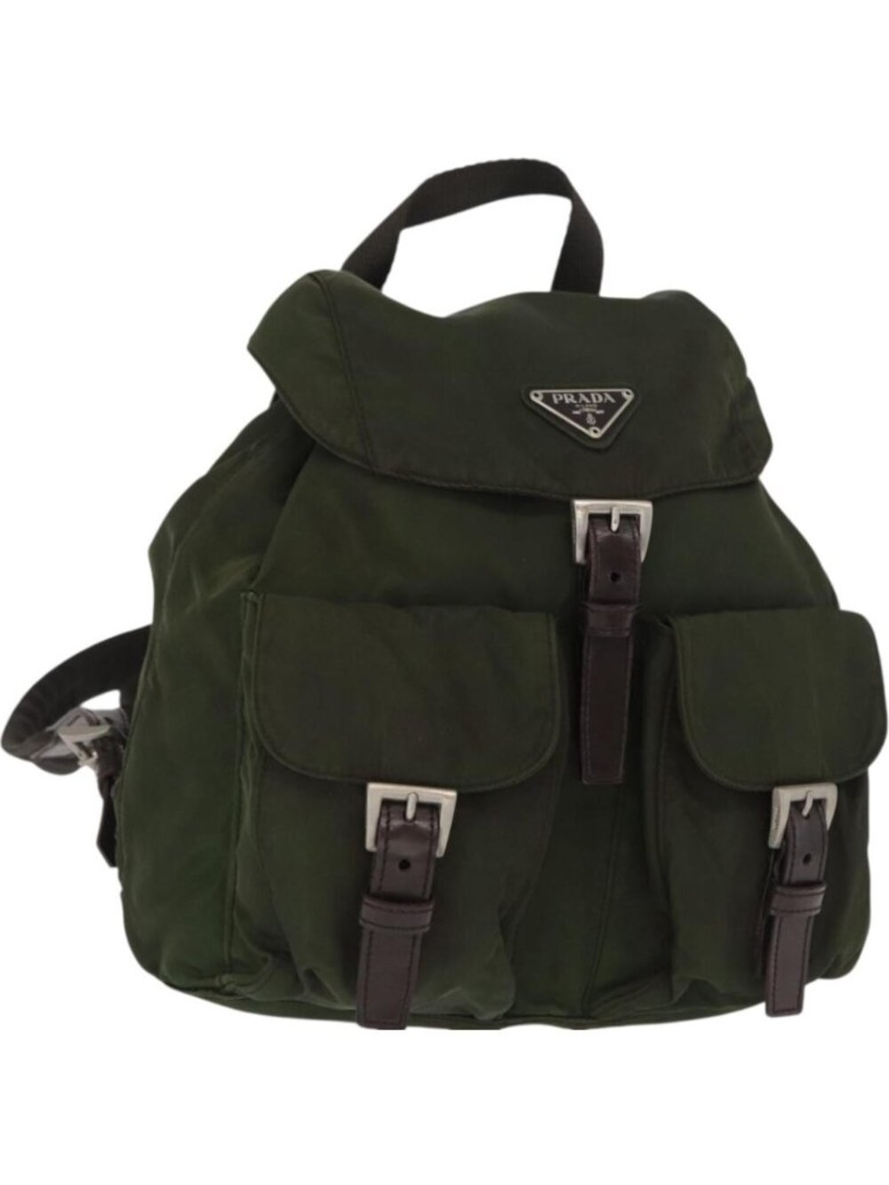PRADA Backpack Nylon Khaki Silver